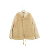 DOUBLE FACE FAUX SHEARLING DUFFLE JACKET-CREAM-