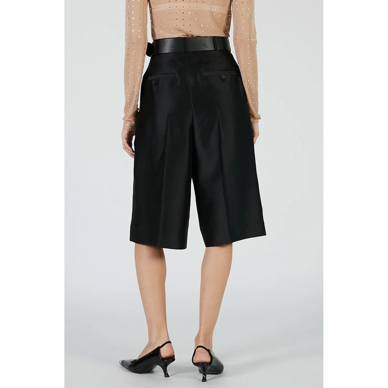 Organza Bermuda Pants-BLACK-