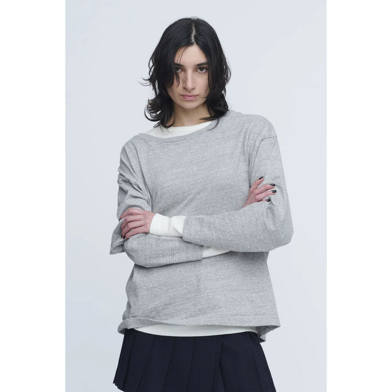 Plating Rib Layered Tee -WHITE×LT.GREY-