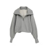 HALF ZIP SHORT TOPS -GRAY-