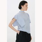SQUARE SLEEVE BLOUSE -BLACK-