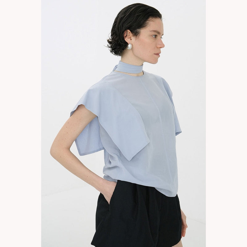 SQUARE SLEEVE BLOUSE -BLACK-