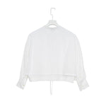 COTTON BALLOON SLEEVE BLOUSE-WHITE-