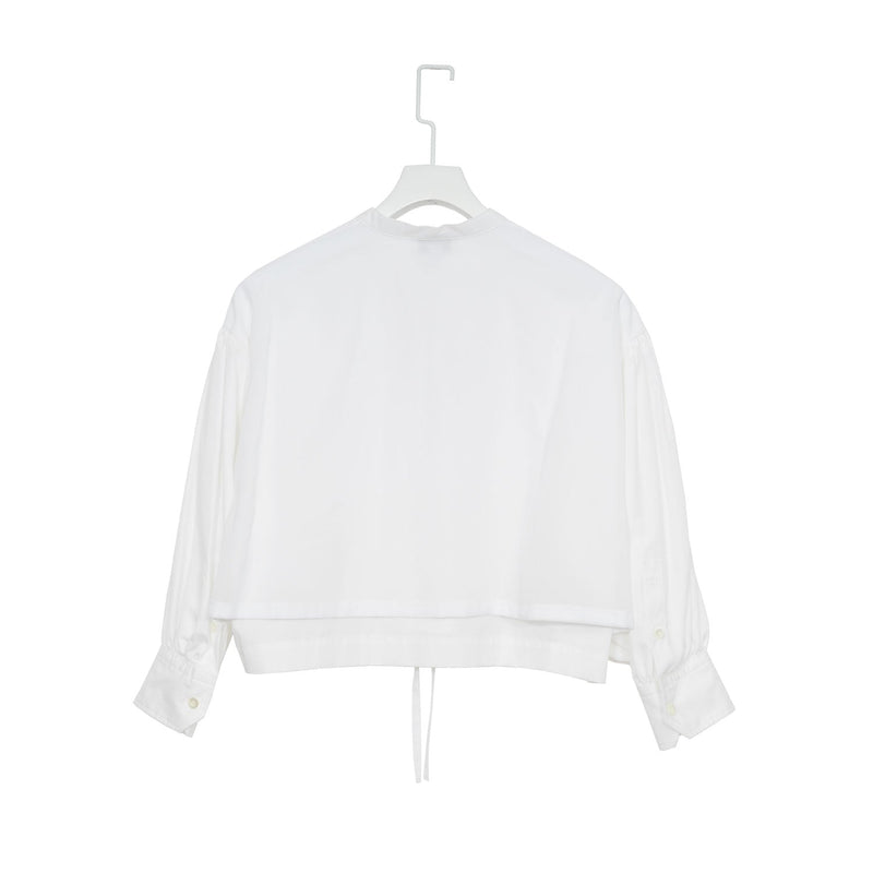 COTTON BALLOON SLEEVE BLOUSE-WHITE-