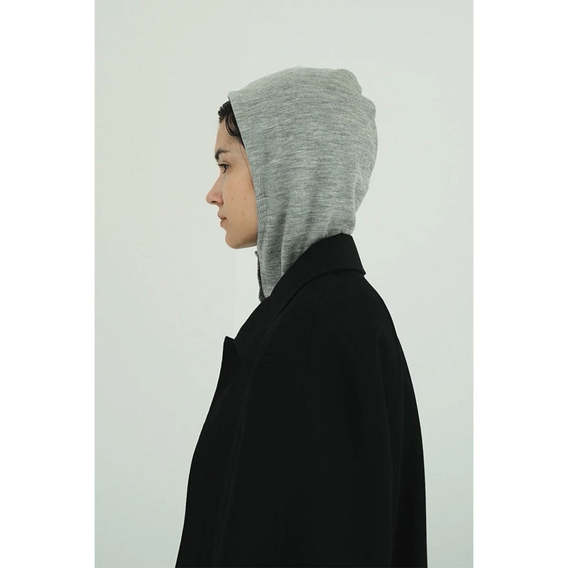 WOOL RIB HOODED TIGHT TOPS -BLACK-