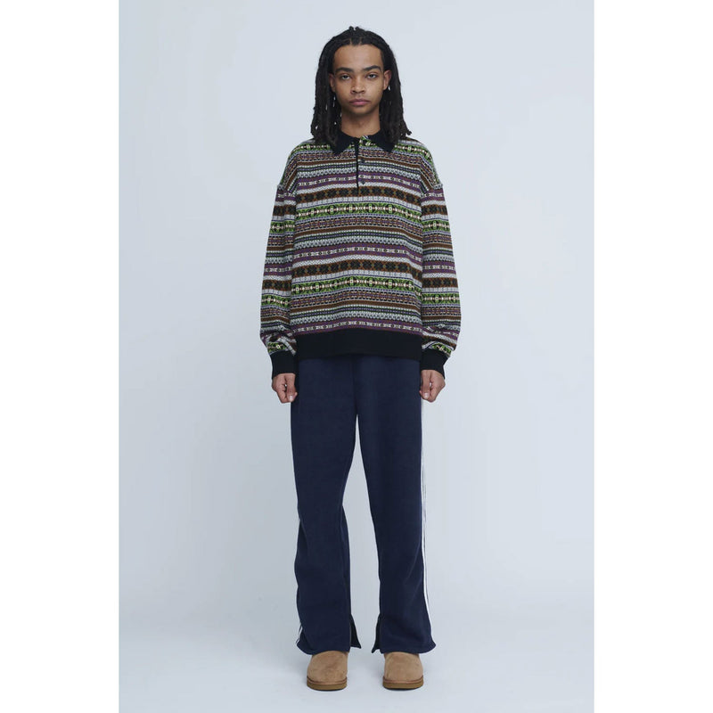 Fleece Loose Fit Track Pants -NAVY-