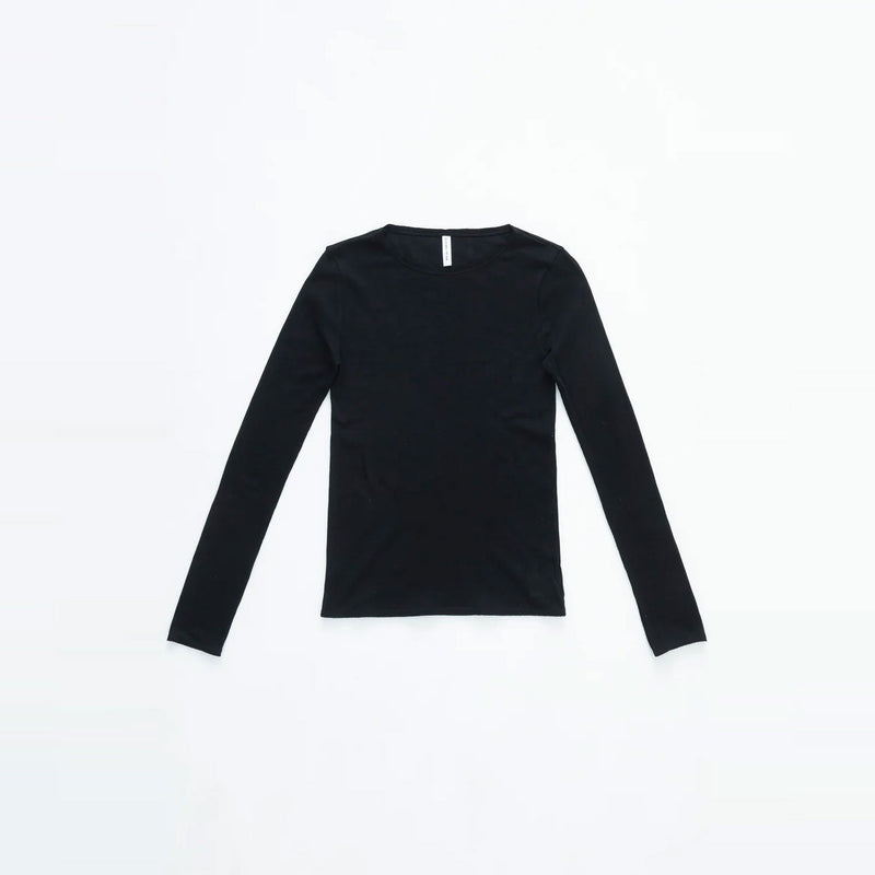 Cut-off long sleeve top -BEIGE-