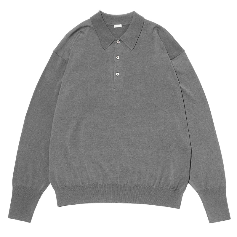WOOL KNIT L/S POLO SHIRTS