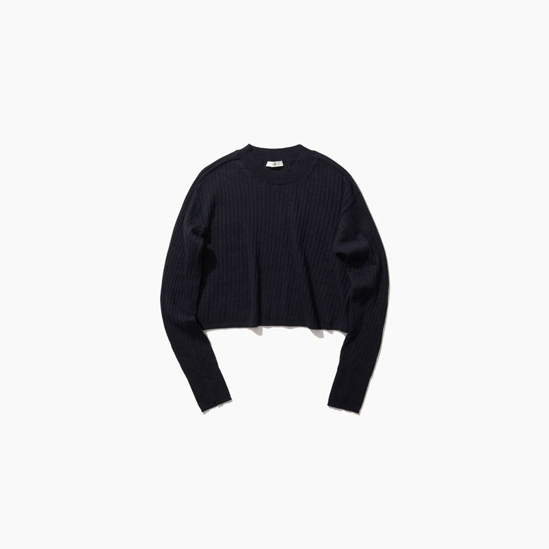 CASHMERE SILK SPUN RIB PULLOVER