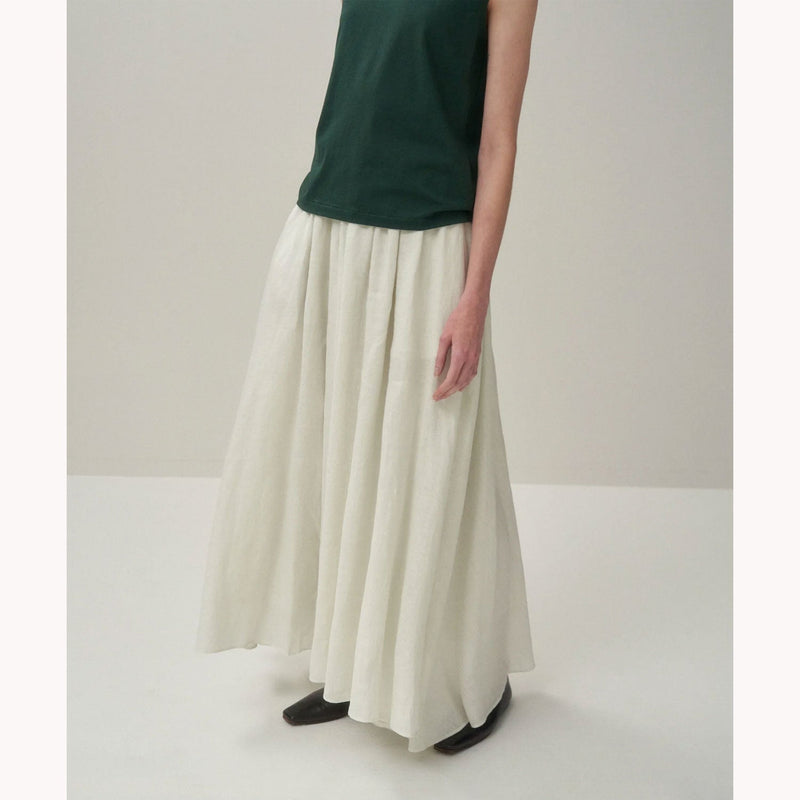 NATURAL DYED LINEN LAWN | GATHERD SKIRT-MINT-
