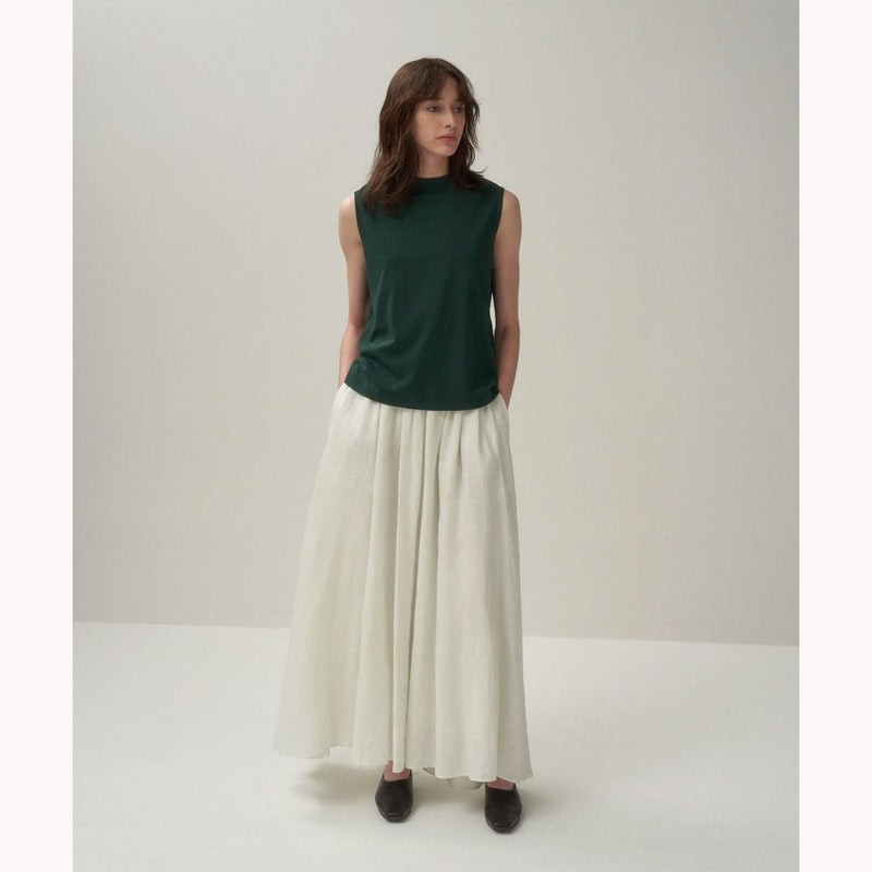 NATURAL DYED LINEN LAWN | GATHERD SKIRT-MINT-