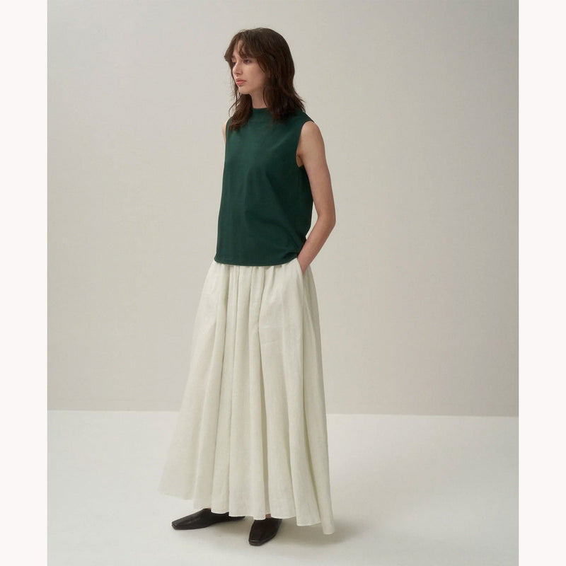 NATURAL DYED LINEN LAWN | GATHERD SKIRT-MINT-