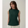 DRY COTTON JERSEY | MOCKNECK SLEEVELESS PULLOVER -GREEN-