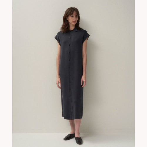 50/2 NATURAL DYED ORGANIC | POLO DRESS-CHARCOAL GRAY-