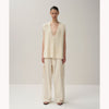 SILK WASHI LILIYARN | V-NECK VEST-WHITE-