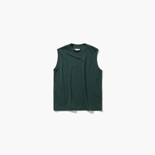 DRY COTTON JERSEY | MOCKNECK SLEEVELESS PULLOVER-WHITE-