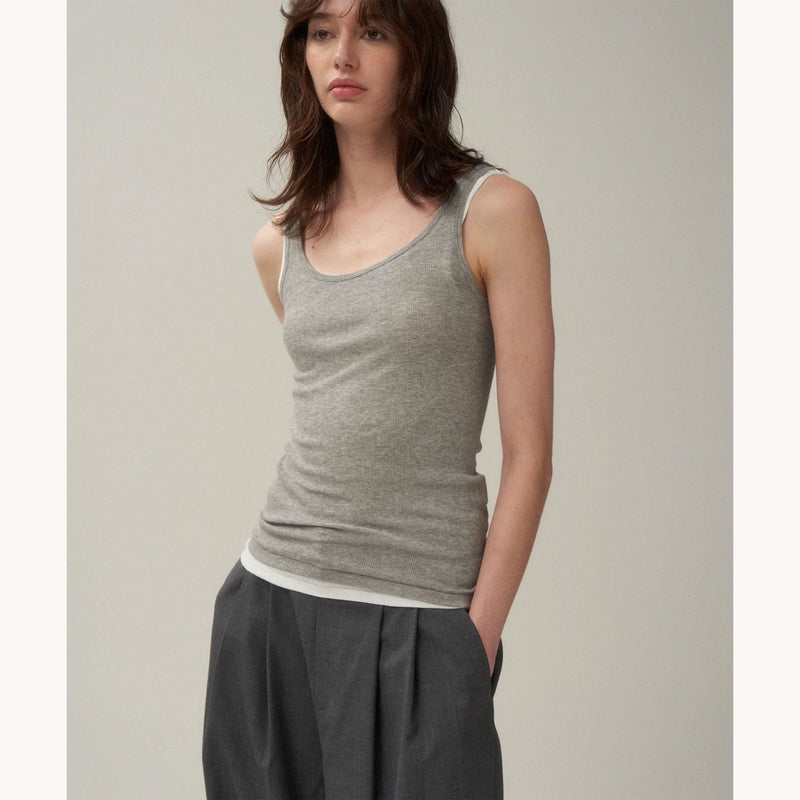 COMPACT RIB | TANK TOP-GRAY-