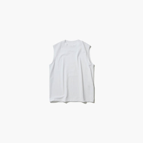 DRY COTTON JERSEY | MOCKNECK SLEEVELESS PULLOVER -BLACK-