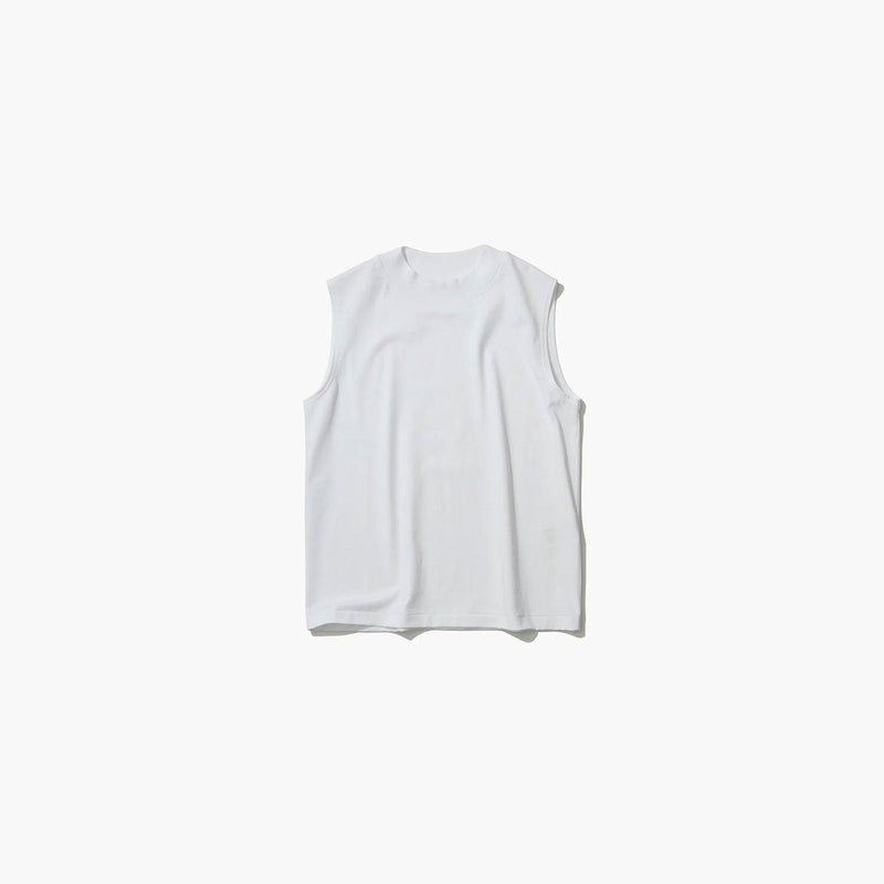 DRY COTTON JERSEY | MOCKNECK SLEEVELESS PULLOVER -GREEN-