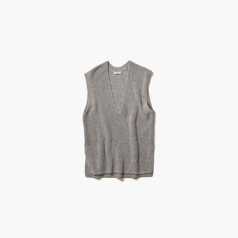 SILK WASHI LILIYARN | V-NECK VEST-WHITE-