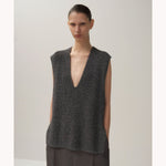 SILK WASHI LILIYARN | V-NECK VEST-WHITE-