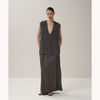 SILK WASHI LILIYARN | V-NECK VEST-WHITE-