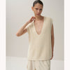 SILK WASHI LILIYARN | V-NECK VEST-WHITE-