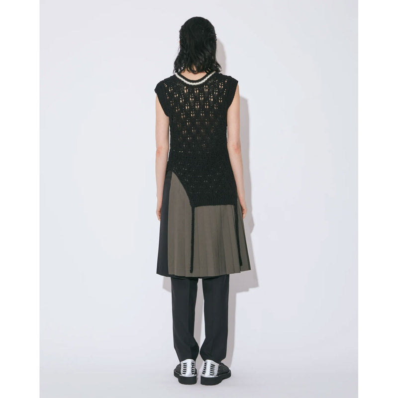 double-end cotton wool linen top-black-