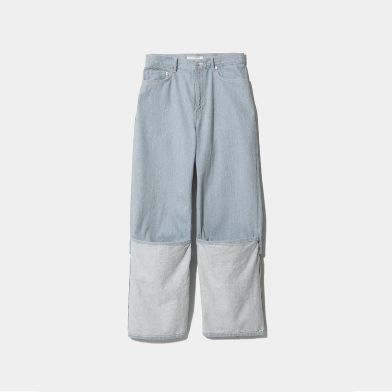 recycling denim flip hem pants-saxe-