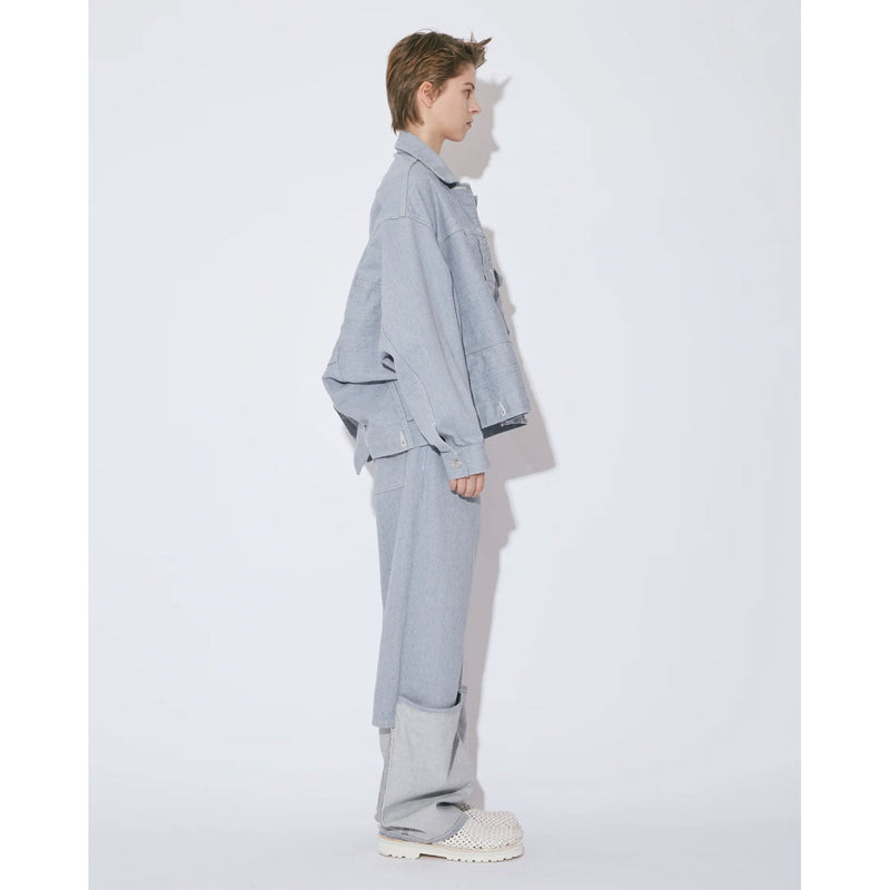 recycling denim flip hem pants-saxe-