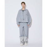 recycling denim flip hem pants-saxe-