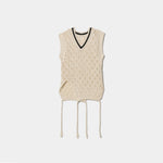 double-end cotton wool linen top-black-