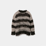 flip wooledmohair damaged pullover-dark brown-