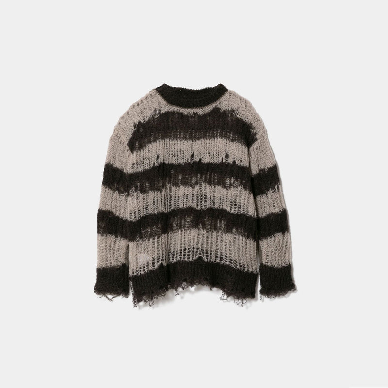 flip wooledmohair damaged pullover-dark brown-