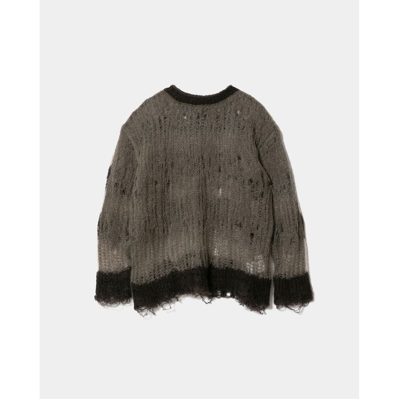 flip wooledmohair damaged pullover-dark brown-