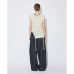 double-end cotton wool linen top-ecru-