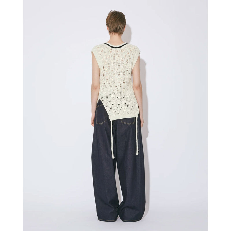 double-end cotton wool linen top-ecru-