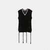 double-end cotton wool linen top-black-