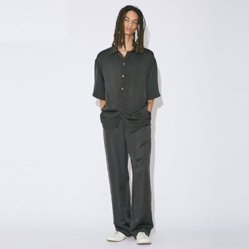 lining stripe elastic waist pants