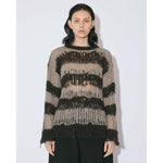 flip wooledmohair damaged pullover-dark brown-