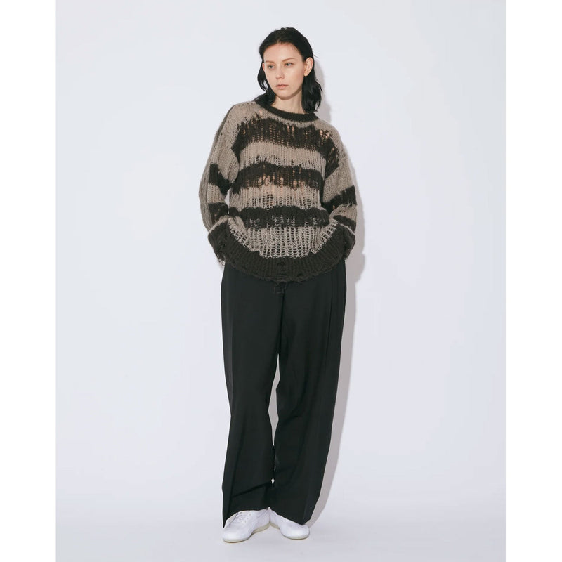 flip wooledmohair damaged pullover-dark brown-