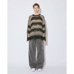 flip wooledmohair damaged pullover-dark brown-