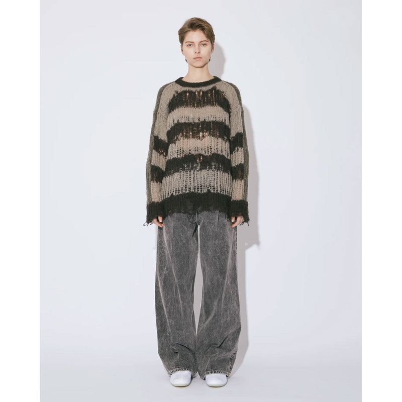 flip wooledmohair damaged pullover-dark brown-