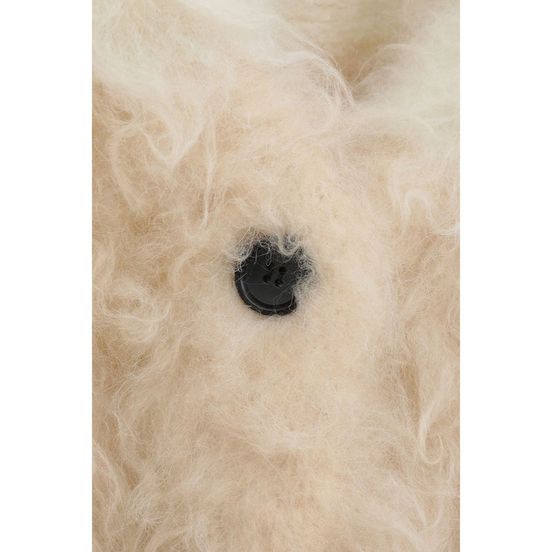 BI COLOR SHAGGY KNIT CARDIGAN-IVORY-