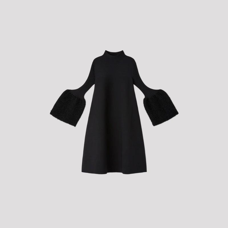 POTTERY PILE GLITTER LONG BELL SLEEVE FLARE MINI DRESS