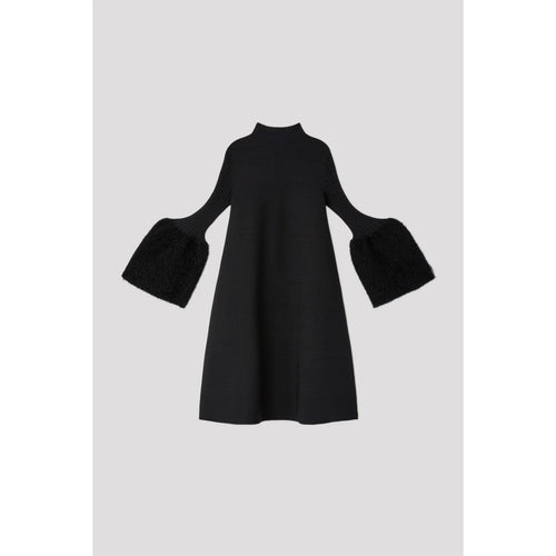 POTTERY PILE GLITTER LONG BELL SLEEVE FLARE MINI DRESS