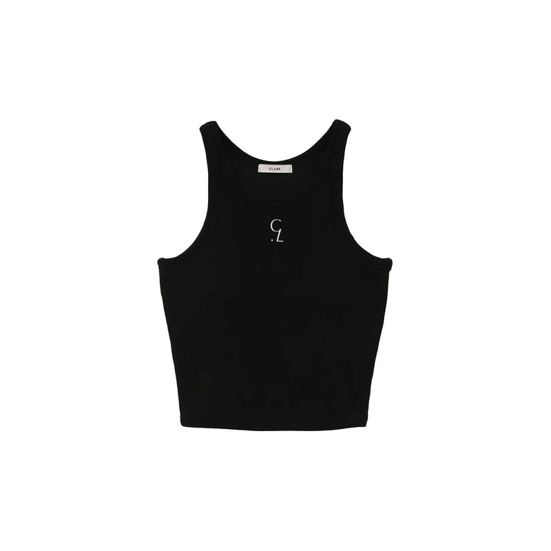 LOGO SLIM TANK TOPS-BLACK-