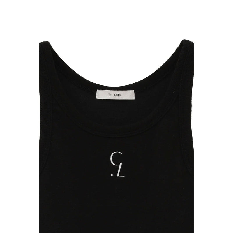 LOGO SLIM TANK TOPS-BLACK-