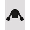 FLUTED PILE GULITTER CROPPED ZIP SHIRT CARDIGAN-BLACK-BLACK-