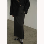 2WAY ADJUST SATIN STRAIGHT SKIRT